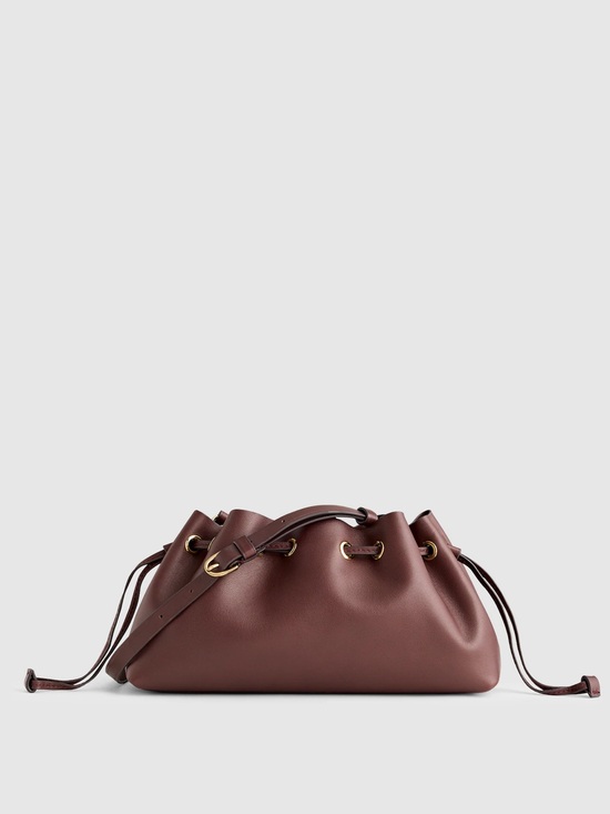 Madewell Handbags - NWT MADEWELL Drawstring Clutch Mini Bag 100% Leather Chocolate Raisin NY176